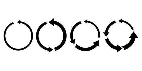 circular arrows. arrow pictogram refresh reload rotation loop sign set. Simple web icon on white background. Modern contemporary solid plain flat minimal style. 