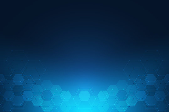 Abstract technology background with hexagons pattern. Hi-tech digital background. Vector illustration for technological or scientific modern design.