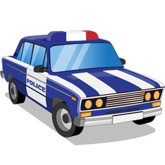 The police car. Vector illustration. Isolated on white background.