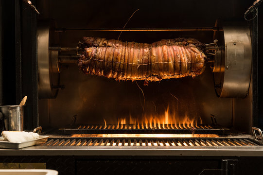 Porchetta on spit