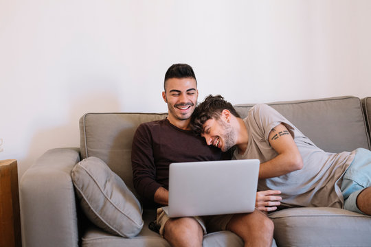 Gay Couple With Laptop