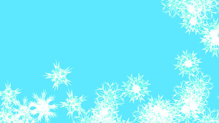 Abstract background with a variety of colorful snowflakes. Big and small.