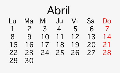 Obraz premium April 2019 planing Calendar