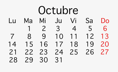 Obraz premium October 2019 planing Calendar