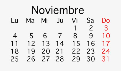 November 2019 planing Calendar