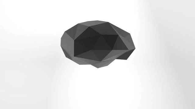 Grey background with abstract low poly ball. 3D render loop animation.