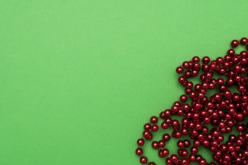 Red beads Christmas greeting card