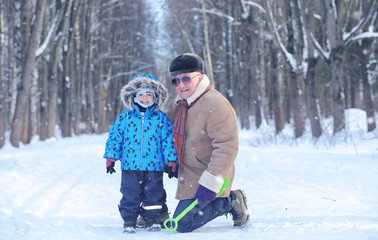 family walks on Winter Park during the weekend