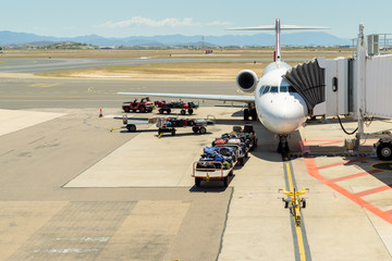 Airplane being prepared for take off at Townsville Airport, Australia