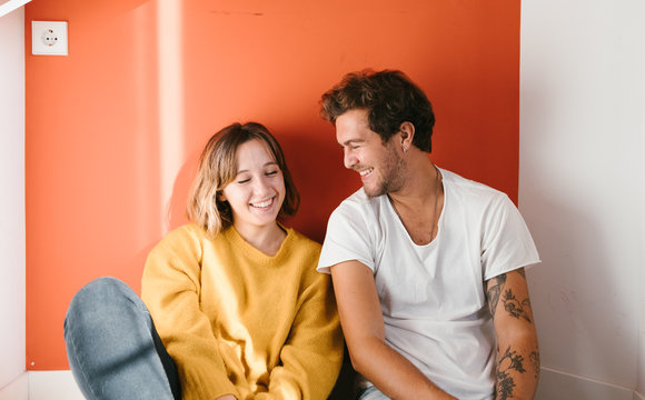 beautiful young couple spending time together at home