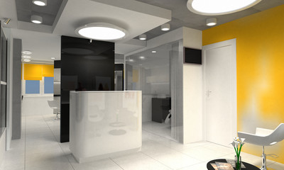 beauty saloon, interior visualization, 3D illustration