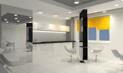 beauty saloon, interior visualization, 3D illustration