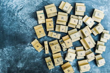 Closeup of letters on stamps