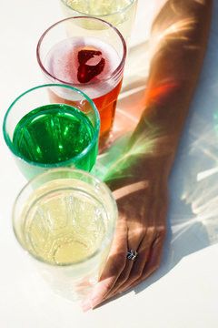Colourful lemonade drinks
