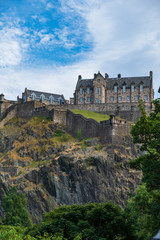 Fototapeta na wymiar Edinburgh Castle viewed from Princes Street Gardens