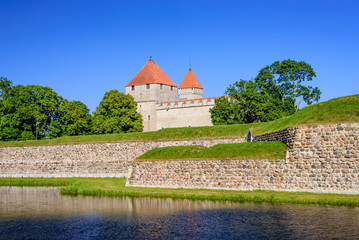 Sightseeing of Estonia. A summer view of Kuressaare castle, Saaremaa island, Estonia