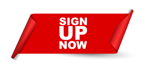 red vector banner sign up now