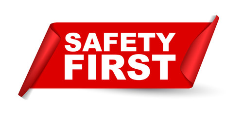 red vector banner safety first