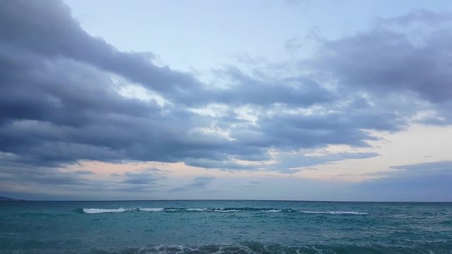 Beautiful Time Lapse Of A Cloudy Sky Over The Mediterranean Sea, France, Europe - 4K Video