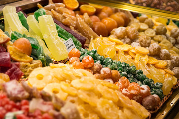 Candied fruits market store