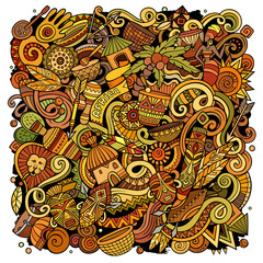 Cartoon cute colorful vector doodles Africa illustration