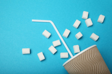 Sugar diabetes concept, unhealthy lifestyle drink.