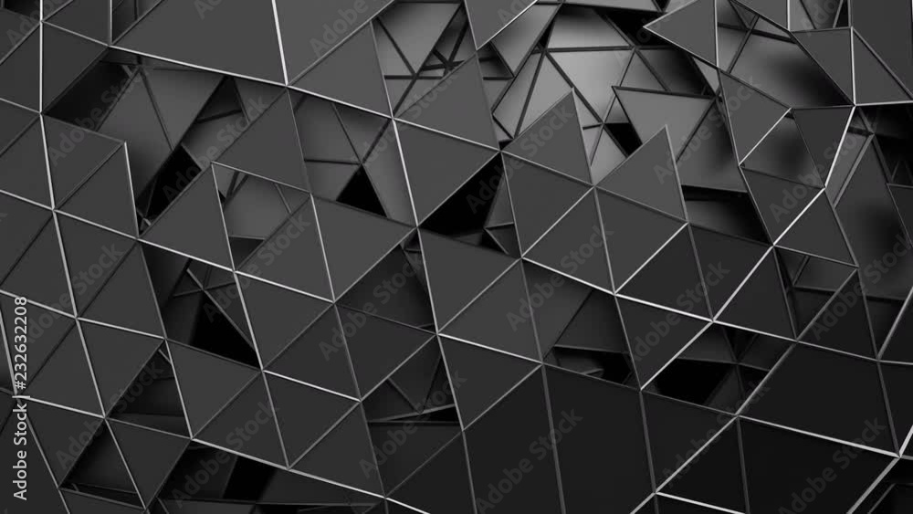 Poster abstract 3d rendering of geometric surface. modern looped animation background with polygonal shape.