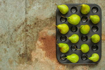 pears (pears green). Vitamins food.Top view
