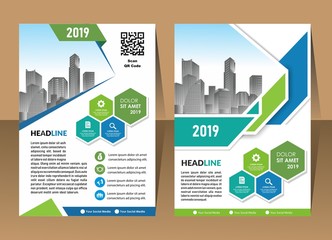 A modern business cover brochure layout with shape vector illustration
