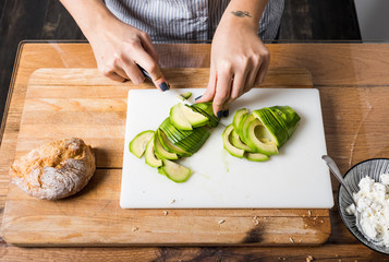 Preparing Avocado Toast in the Kitchen