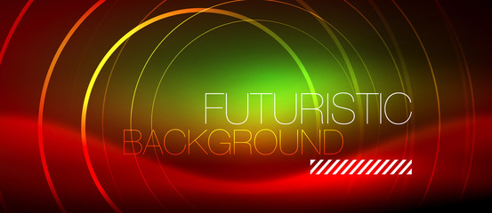 Neon glowing techno lines, hi-tech futuristic abstract background template with square shapes