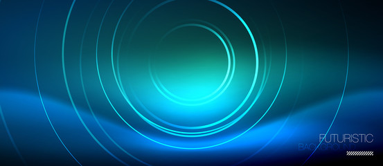 Neon glowing circles background