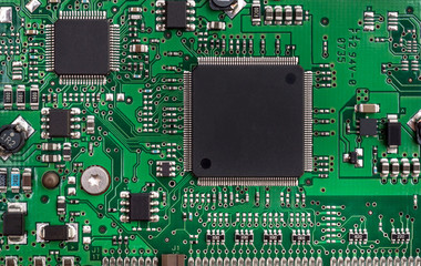 Circuit board of computer hard disk. Close up.