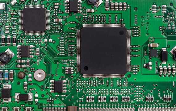 Circuit board of computer hard disk. Close up.