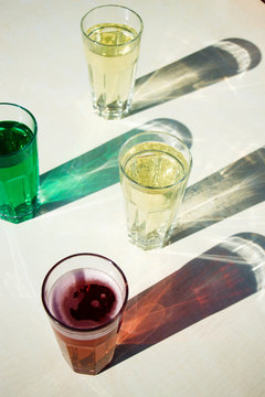 Colourful lemonade drinks