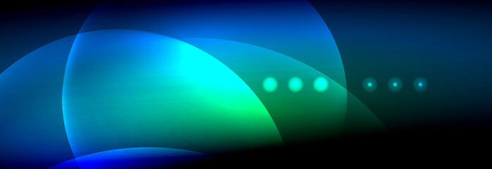 Vector blurred neon glowing circles with flowing and liquid light concept, energy magic fantastic abstract background