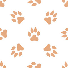 Seamless pattern with dog tracks. Vector illustration.