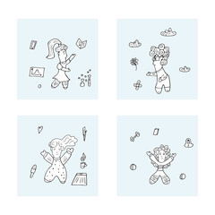 Girl power doodle style vector illustration.