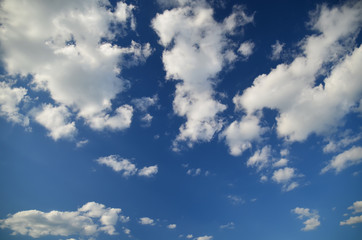 Blue sky with white clouds. Sky texture/ background. Nature patern