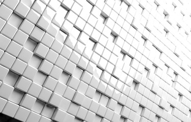 Abstract geometric shape of white cubes 3d render