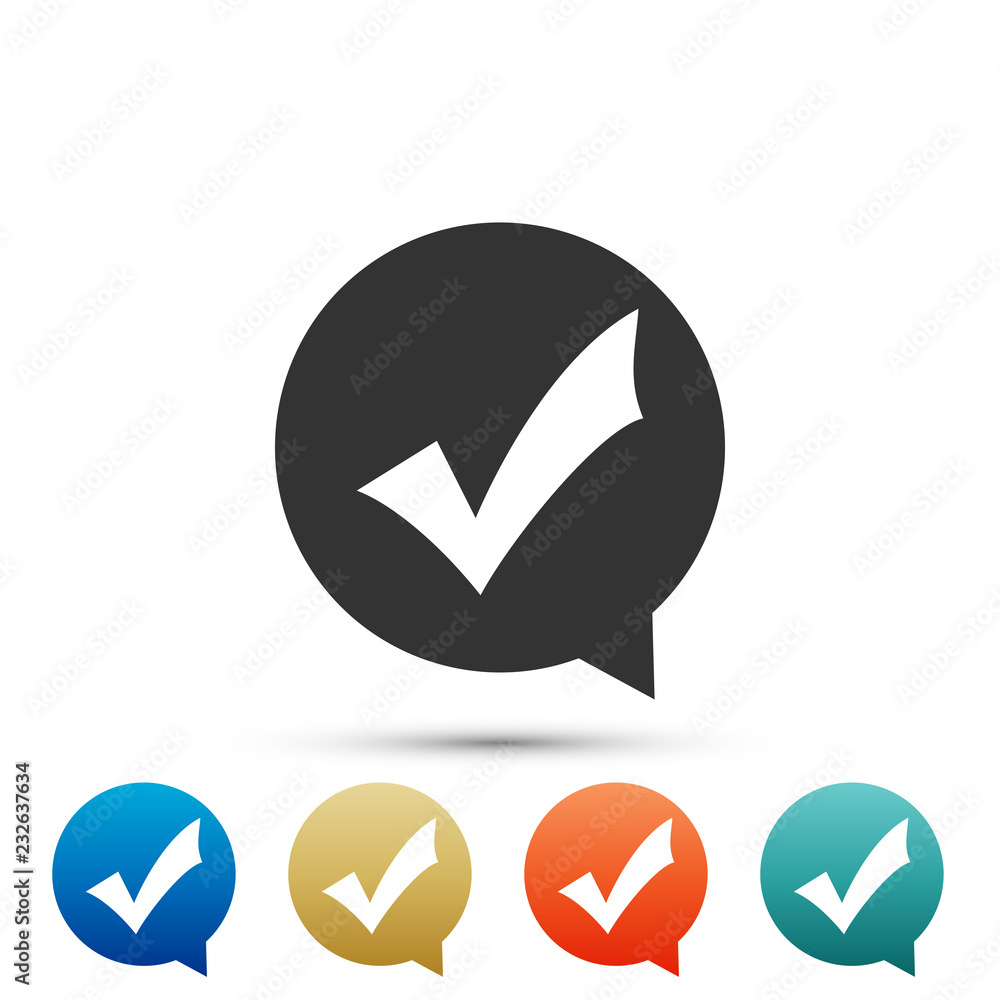 Poster 7421887 check mark in circle icon isolated on white background. choice button sign. checkmark symbol