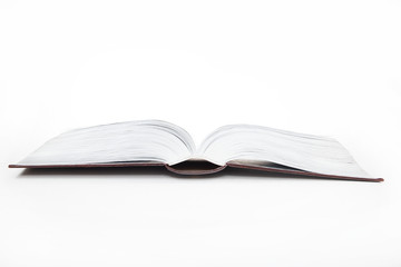 blank mock up of big opened book with copy space isolated on the white background