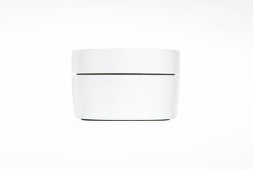 blank mock up advertising with copy space of the white jars isolated on the white background