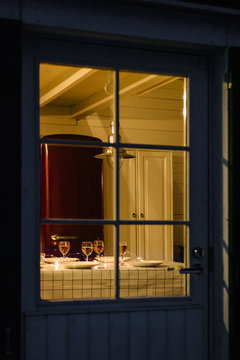 Cozy house interior ready for evening dinner