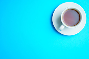 A cup of tea on a blue background