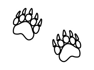 the trail of the bear. outline on white background