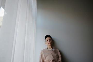 Portrait of pretty androgynous woman