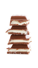 Chocolate pieces isolated on white background