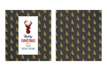 Vorlage - Weihnachtskarte - goldene Tannen