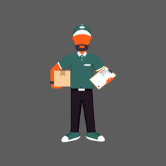 Courier or delivery man delivering package illustration with unique color